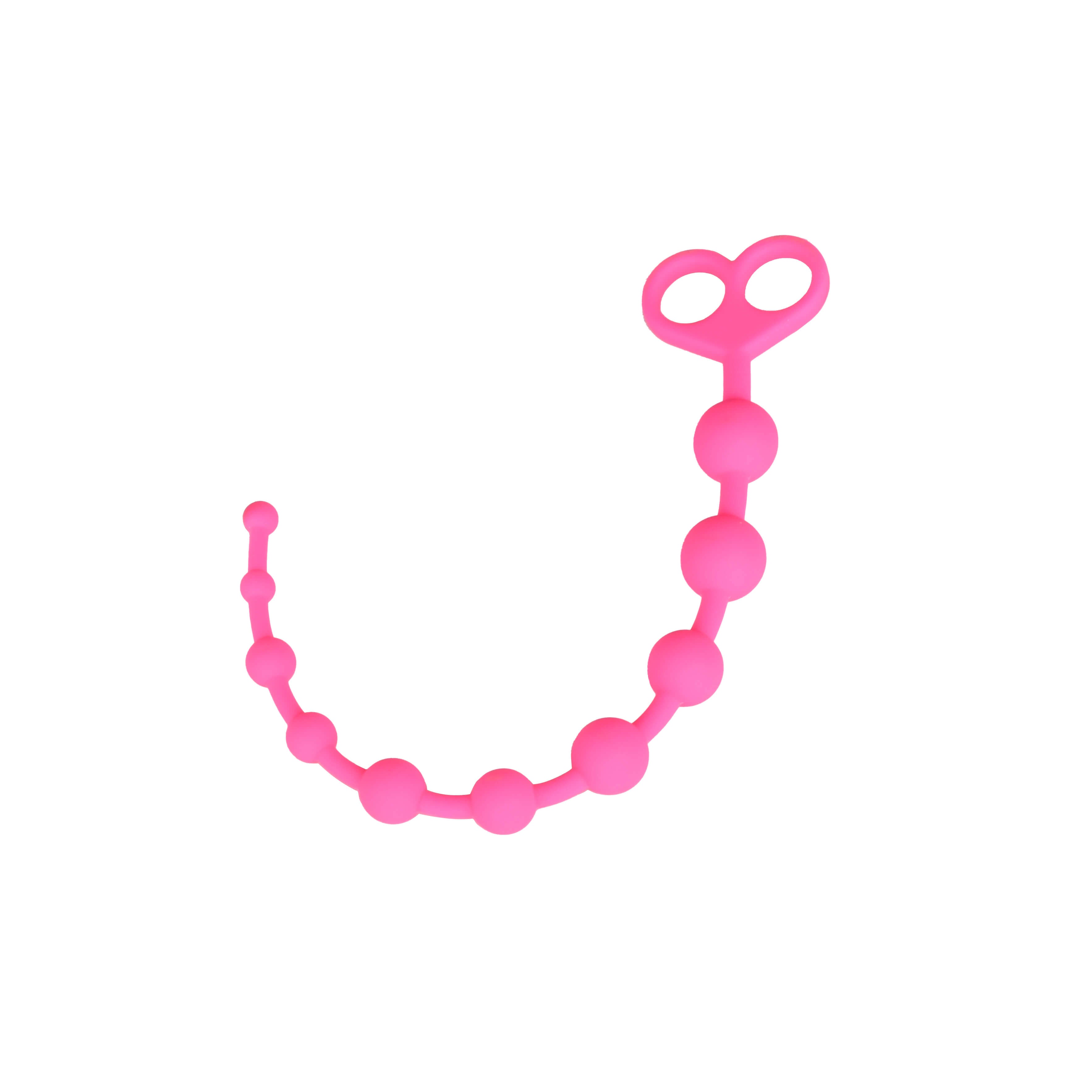 Long Black Anal Beads with Safe Pull Ring