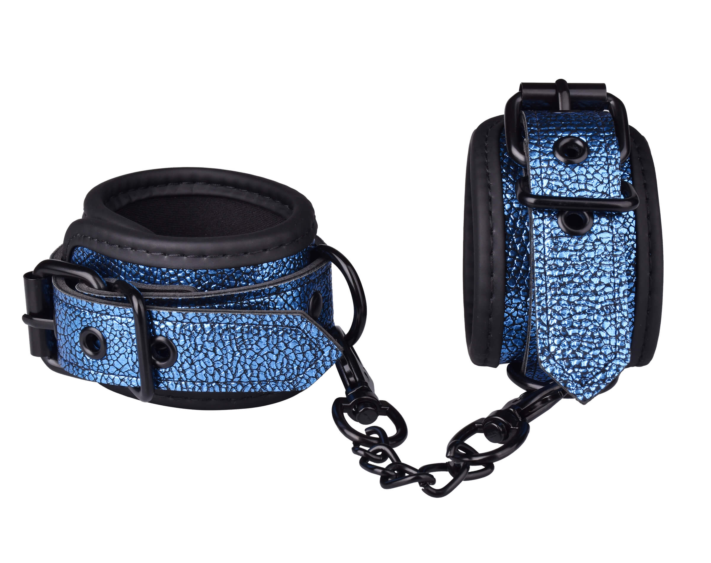 EROKAY Bondage BDSM Adjustable Leather Handcuffs-Light Blue