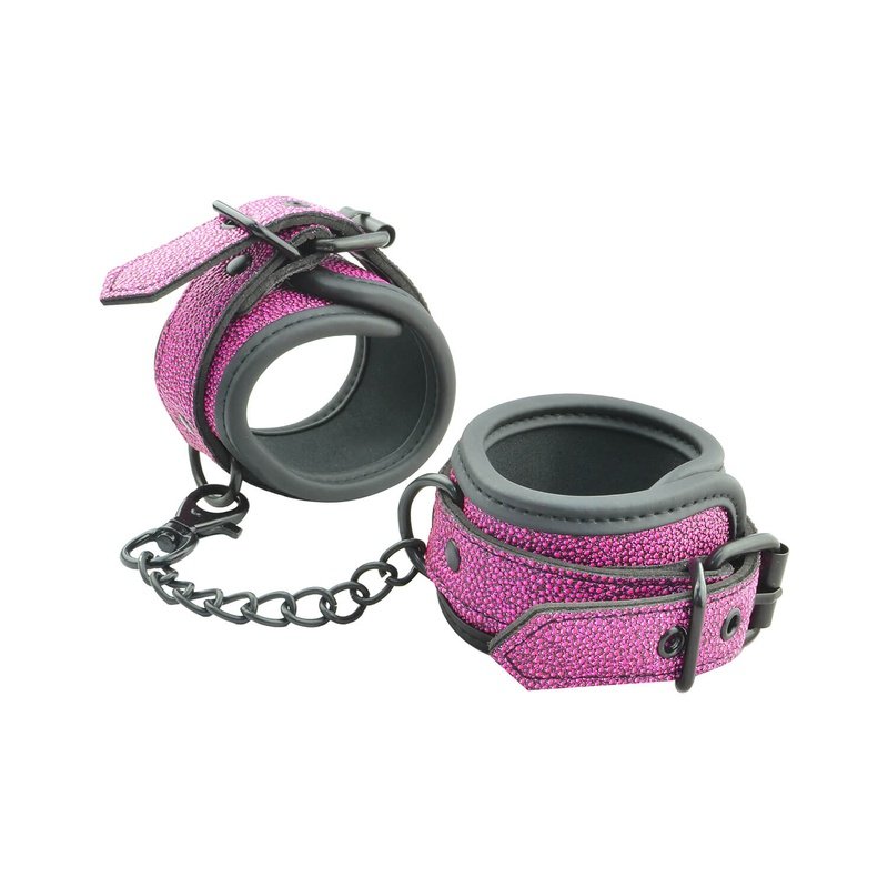 PINK SPARKLE ANKLE CUFFS BDSM BONDAGE MANUFACTURER EROKAY